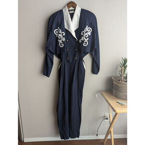 Vintage Joseph Ribkoff Jumpsuit Womens Sz 8 Gold Dynasty 80's 90's Union Made